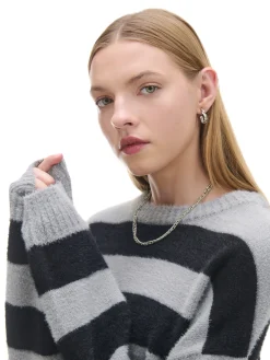 Cropp Swetry*sweter w czarne paski szary