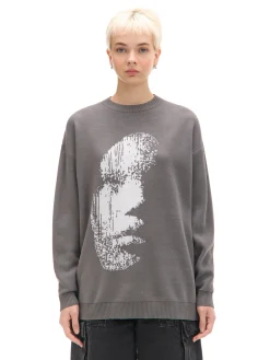 Cropp Swetry*sweter z artystycznym nadrukiem szary