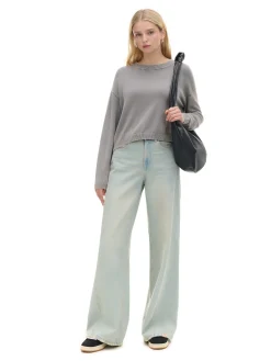 Cropp Swetry*Szary sweter z efektem sprania jasnyszary