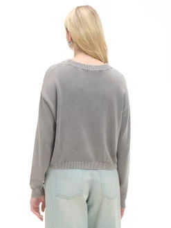Cropp Swetry*Szary sweter z efektem sprania jasnyszary