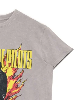 Cropp Koszulki, Topy*Szary T-shirt z nadrukiem Twenty One Pilots jasnyszary