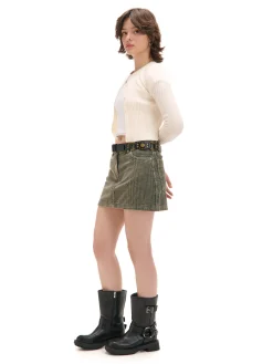 Cropp Sety*Sztruksowa spódnica mini zielony