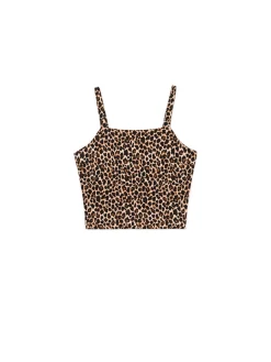 Cropp Koszulki, Topy*Top na ramiączkach w panterkę beżowy