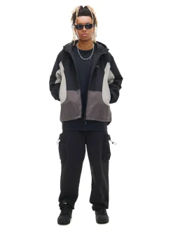 Cropp Kurtki, Płaszcze*Trójkolorowa kurtka z kapturem czarny