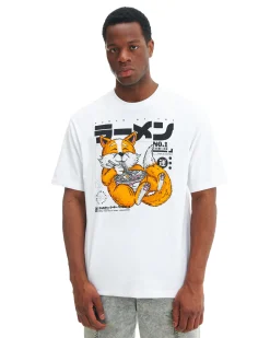 Cropp Koszulki*T-shirt comfort z nadrukiem biały