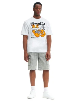 Cropp Koszulki*T-shirt comfort z nadrukiem biały