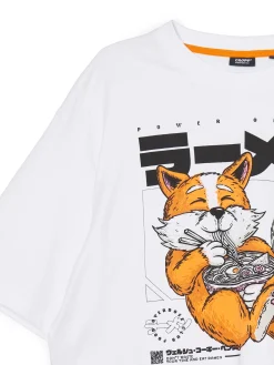 Cropp Koszulki*T-shirt comfort z nadrukiem biały