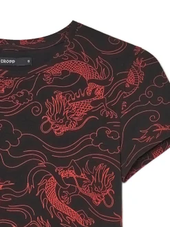 Cropp Koszulki, Topy*T-shirt z motywem smoków all over czarny