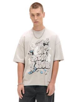 Cropp Koszulki*T-shirt z nadrukiem graffiti jasnyszary