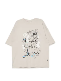 Cropp Koszulki*T-shirt z nadrukiem graffiti jasnyszary