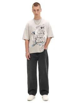 Cropp Koszulki*T-shirt z nadrukiem graffiti jasnyszary