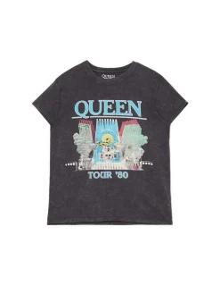 Cropp Koszulki, Topy*T-shirt z nadrukiem Queen jasnyszary