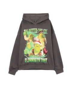 Cropp Ubrania Świąteczne|Bluzy*Świąteczna bluza z kapturem Shrek szary