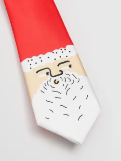 Cropp Krawaty|Akcesoria Świąteczne*Świąteczny krawat z Mikołajem czerwony