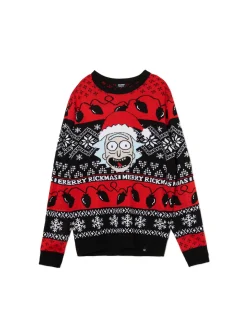 Cropp Ubrania Świąteczne|Swetry*Świąteczny sweter Rick and Morty czerwony
