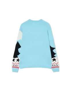 Cropp Ubrania Świąteczne|Swetry*Świąteczny sweter z jamnikiem błękitny