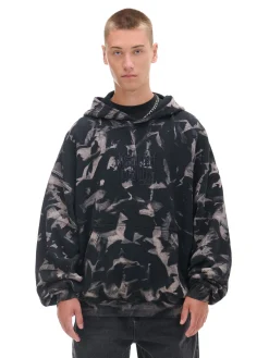 Cropp Bluzy*Wzorzysta bluza z kapturem z naszywką szary