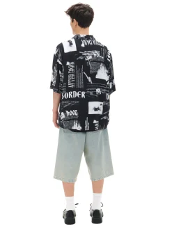 Cropp Koszule*Wzorzysta koszula z kołnierzykiem czarny