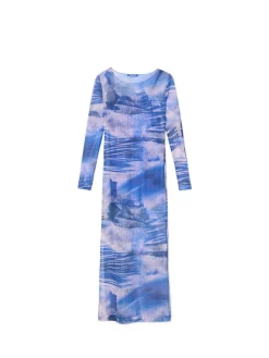 Cropp Sukienki, Kombinezony*Wzorzysta sukienka midi niebieski