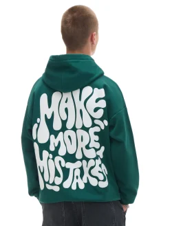 Cropp Bluzy*Zielona bluza hoodie z nadrukiem zielony