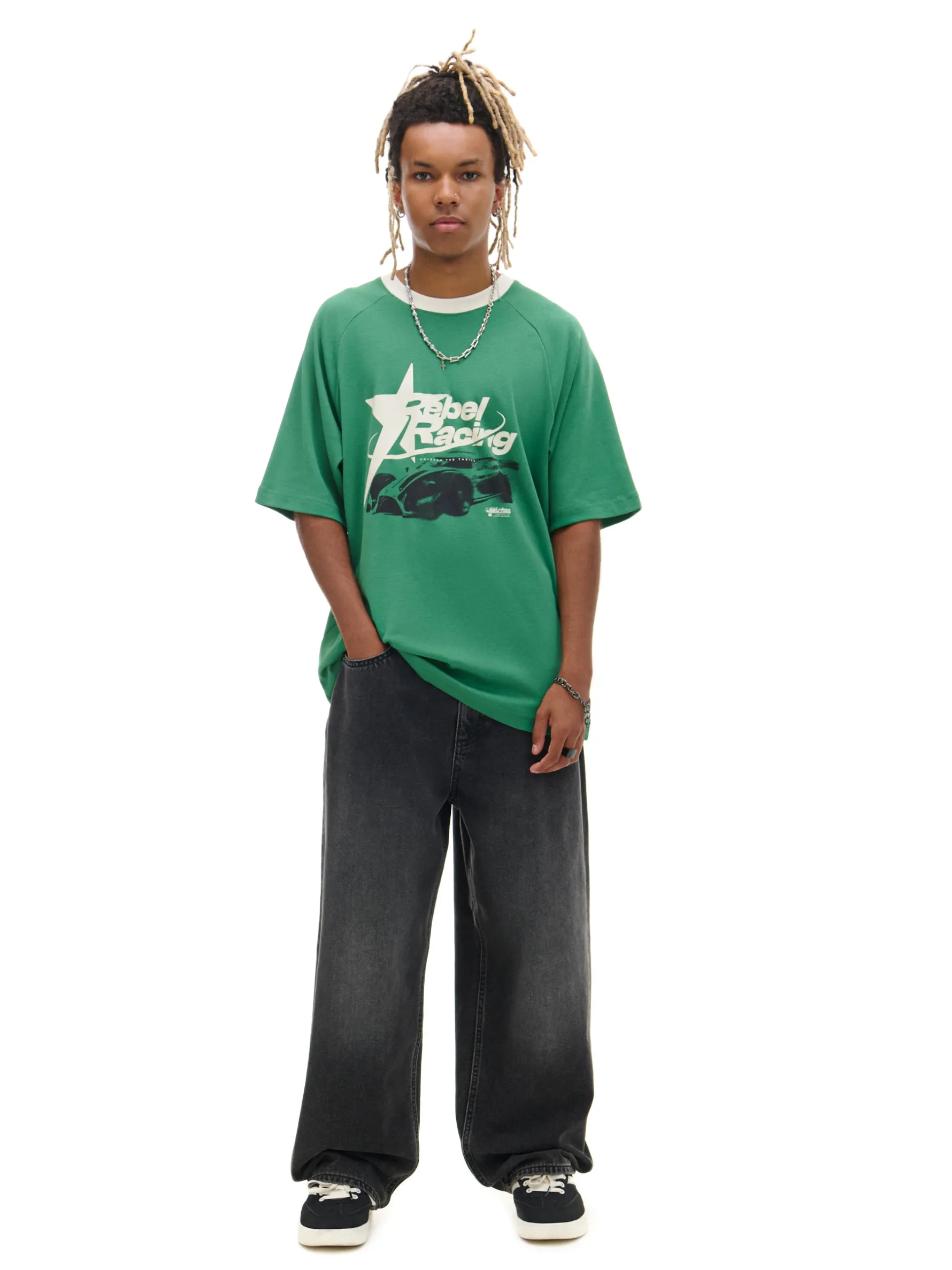 Cropp Koszulki*Zielona koszulka z nadrukiem zielony