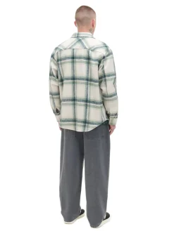 Cropp Koszule*Zielona kraciasta koszula z domieszką wełny kremowy