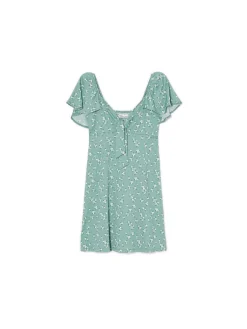 Cropp Sukienki, Kombinezony*Zielona sukienka mini w stokrotki zielony