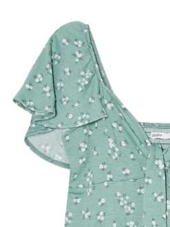 Cropp Sukienki, Kombinezony*Zielona sukienka mini w stokrotki zielony