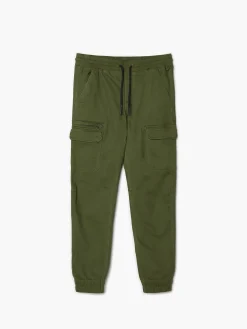 Cropp Spodnie*Zielone joggery z kieszeniami cargo zielony