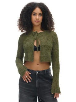 Cropp Swetry*kardigan z wiązaniem zielony