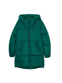 Cropp Kurtki, Płaszcze*pikowany płaszcz z kapturem zielony