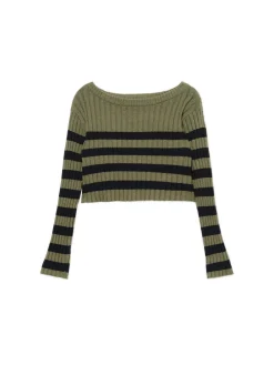 Cropp Swetry*sweter w czarne paski zielony