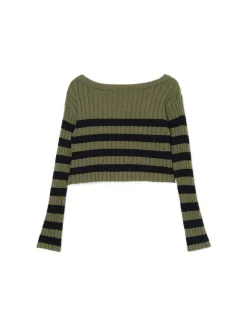 Cropp Swetry*sweter w czarne paski zielony
